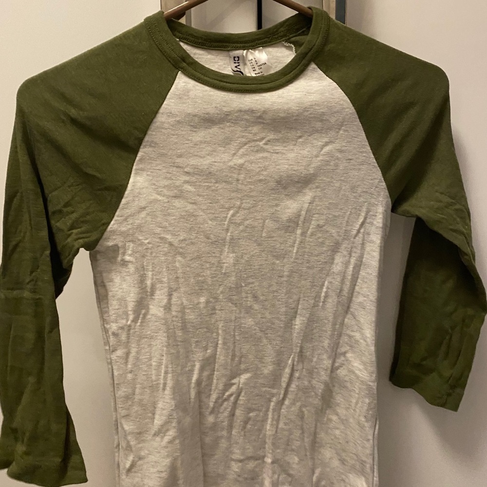Olive and cream baseball tee